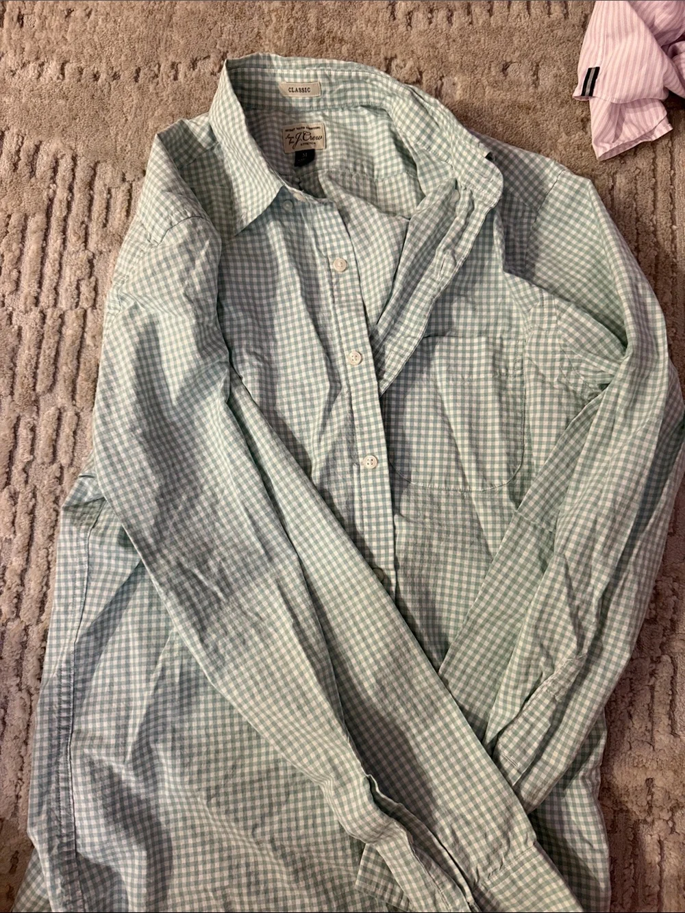 Men's Green Gingham Button-Down Shirt